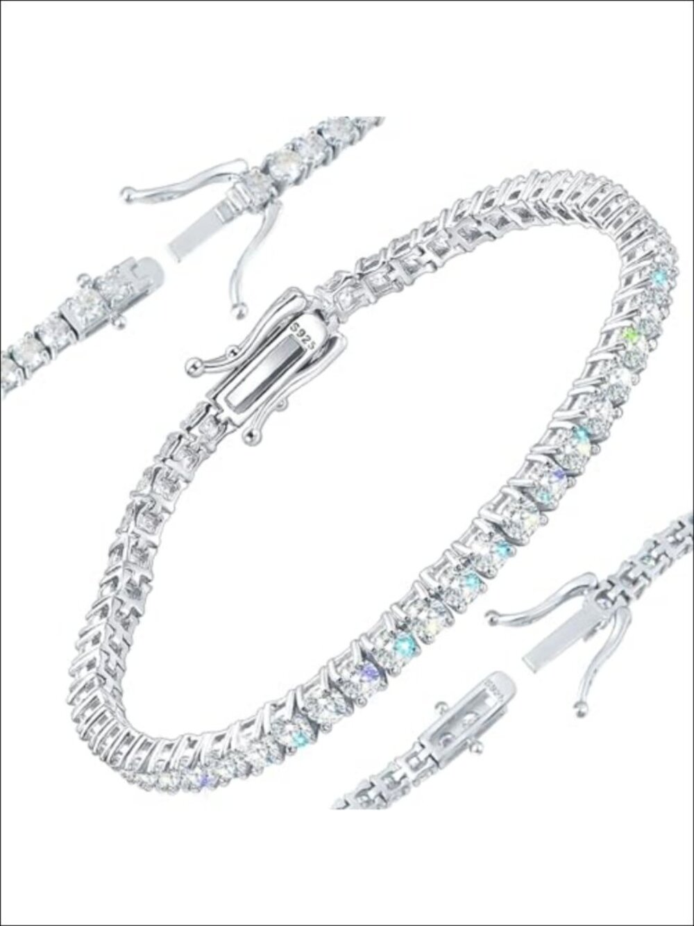 Moissanite Tennis Bracelet 925 Sterling Silver Gold Plated 7.5"
